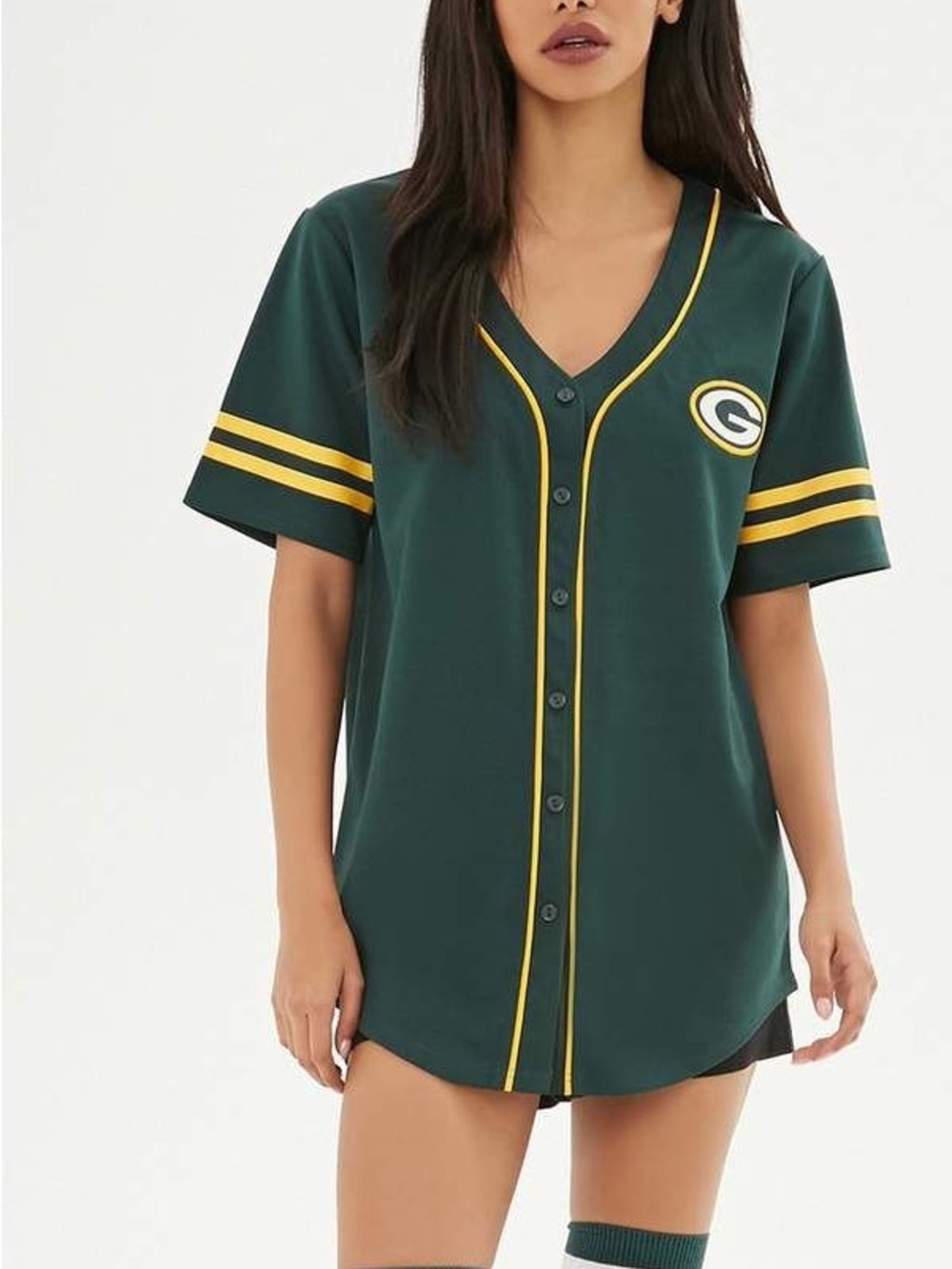 Green Bay Packers Women’s Button Up Jersey Gold NFL Team Apparel Game Day Shirt